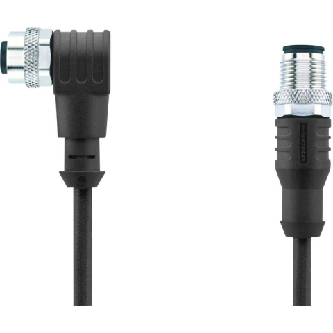 Escha 8044050 Sensor/actuator connector, geassembleerd M12 Aantal polen (sensoren): 4 Stekker, recht, Bus, haaks 2.00 m 1 stuk(s)