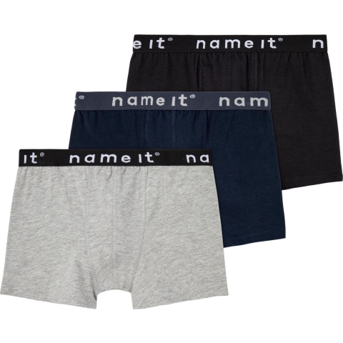 Name It Boxershorts - Noos - NkmBoxer - 3-pack - Zwart/Grijs/Nav - Name It - 11-12 jaar (146-152) - Boxershorts