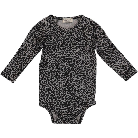 MarMar Romper - l/s - Grijs Luipaardprint - MarMar - 68 - Romper L/S