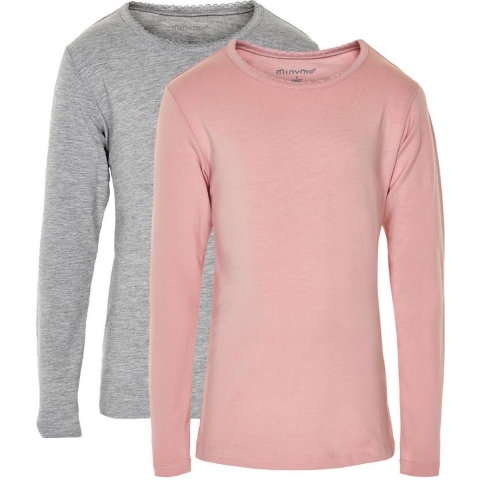 Minymo Blouse - 2-pack - Roze/Grijs - Minymo - 11 jaar (146) - Blouse