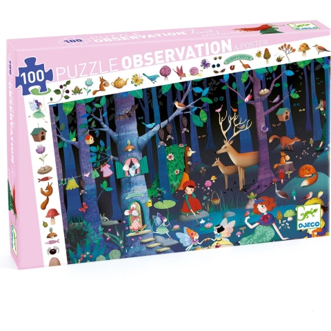Djeco Puzzel - 100 Bakstenen - Betoverd Bos - Djeco - OneSize - Puzzel