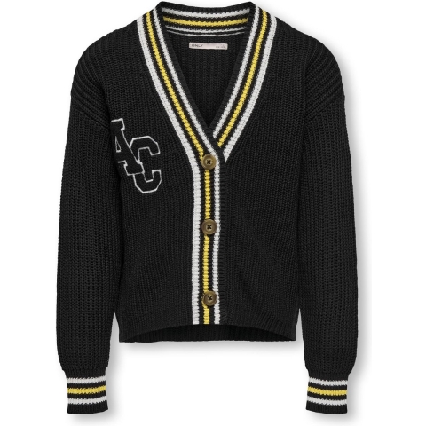 Kids Only Cardigan - Gebreid - KogFia - Black/w. Cloudd - Kids Only - 13-14 jaar (158-164) - Cardigan
