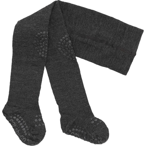 GoBabyGo Anti-lip Panty's - Wol - Donker Grijs Gevlekt - GoBabyGo - 6-12 mnd - Panty's
