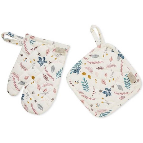 Cam Cam Overhandschoenen & pannenlap - Pressed Leaves Rose - Cam Cam - OneSize - Speelgoed