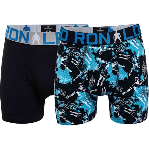 Ronaldo Boxershorts - 2-pack - Zwart m. Print - JBS - 7-9 jaar (122-134) - Boxershorts