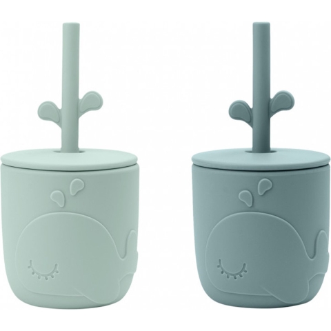 Done by Deer Beker m. Rietje - 2-pack - Kiekeboe - Blauw - Done by Deer - OneSize - Beker