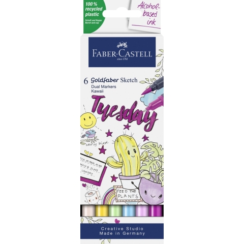 Faber-Castell Markers - 6 st. - Goldfaber Schets - Kawaii - Faber-Castell - OneSize - Marker