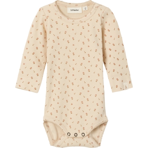 Lil Atelier Romper l/s - NbfGago - Noos - Mist m. Bloemen - Lil Atelier - 1½ jaar (86) - Romper L/S