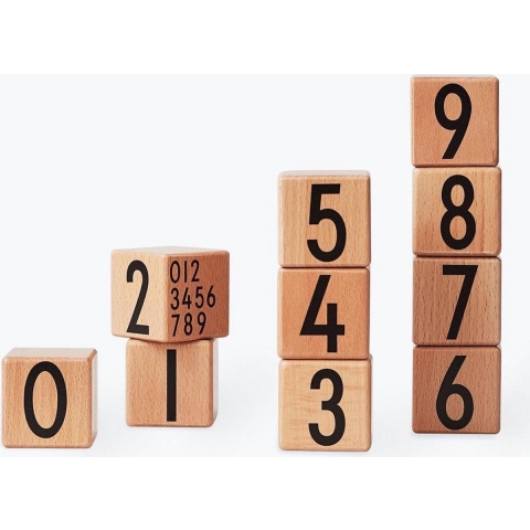 Design Letters Stapelblokken - Naturel m. Nummers - Design Letters - OneSize - Blokken