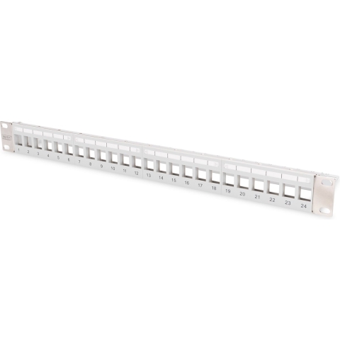 Digitus Patch-Panel 24 poorten Netwerkpatchpaneel 483 mm (19) Zonder connectoren 1 HE Grijs Niet ingericht