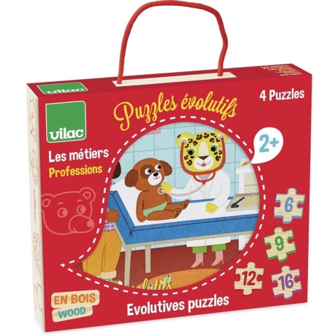 Vilac Puzzel - 4-in-1 - Hout - Beroepen - Vilac - OneSize - Puzzel