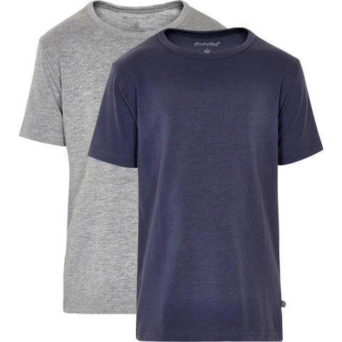 Minymo T-Shirt - 2-pack - Navy/Grijs - Minymo - 1 jaar (80) - T-Shirt