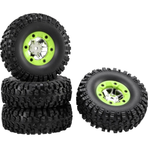 Reely 1:10 XS Buggy Complete wielen Block-Profiel 6-spaaks Zilver 4 stuk(s)