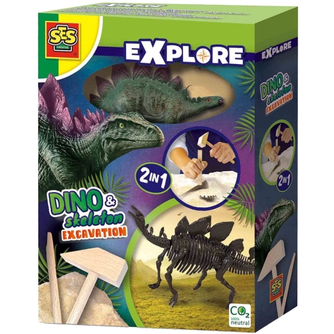 SES Creative Opgraving - Ontdek - Stegosaurus en skelet - SES Creative - OneSize - Speelgoed