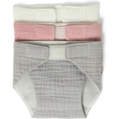 MaMaMeMo Poppenluiers - 3-pack - Wit/Grijs/Roze - MaMaMeMo - OneSize - Poppenkleding