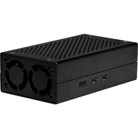 Joy-it ALU CASE for Pi5+M2 HAT / AI Kit SBC-behuizing Geschikt voor serie: Raspberry Pi® 5 B Incl. actieve koeler Zwart