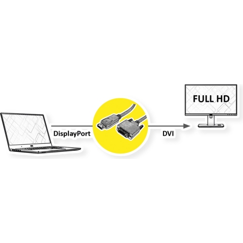 VALUE DisplayPort Kabel DP Male - DVI-D Male, zwart, 2 m