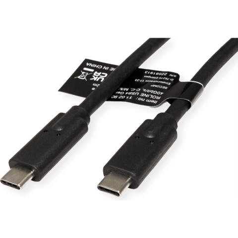 ROLINE USB4 Gen3x2 Kabel, C-C, M/M, zwart, 0,8 m