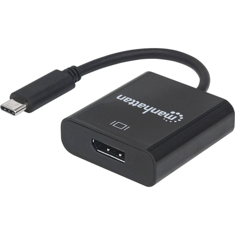 Manhattan 152020 DisplayPort / USB Adapter [1x USB 3.2 Gen 2 stekker C (USB 3.1) - 1x DisplayPort bus] Zwart Kleurcodering, Flexibel, Folie afscherming, UL