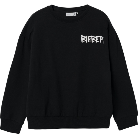 Name It Sweatshirt - NkfJabs Justin Bieber - Zwart - Name It - 6 jaar (116) - Sweatshirt
