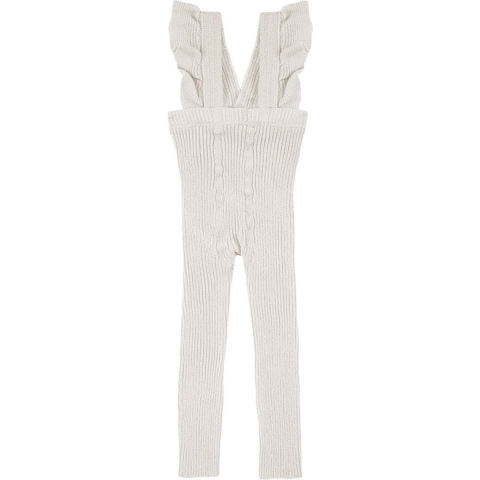 Condor Leggings m. Bretellen - Rib - Wit - Condor - 1-2 jaar (80-92) - Leggings