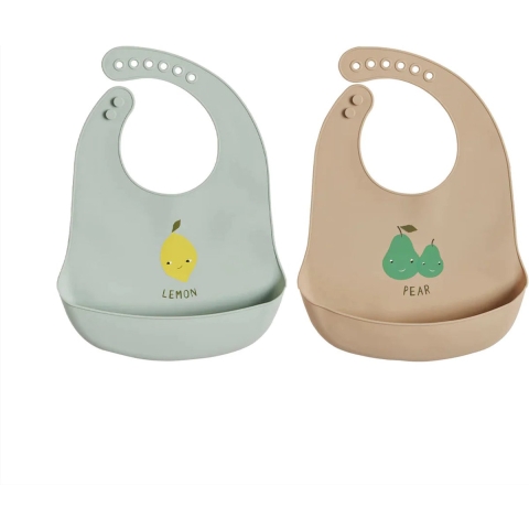 OYOY Slabbetjes - Silicone - 2 st. - Yummy+ - Muntachtig/Camel - OYOY - OneSize - Slabbetjes