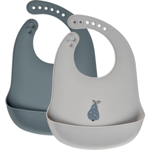 CeLaVi Slabbetjes - 2-pack - Silicone - Blue Graniet m. Peer - CeLaVi - OneSize - Slabbetjes