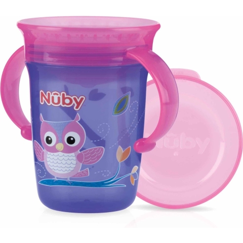 Nuby Drinkbeker m. Handvat - 240ml -Paars m. Print - Nuby - OneSize - Beker