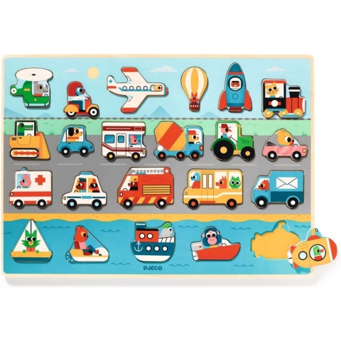 Djeco Puzzel - 22 Bakstenen - Puzzel Vroom - Djeco - OneSize - Puzzel