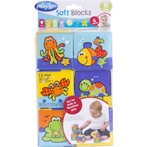 Playgro Badblokken - 6 stk - Blauw - Playgro - OneSize - Badspeelgoed