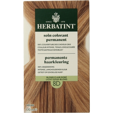 Herbatint Permanente Haarkleuring Licht Goud-Blond 8D