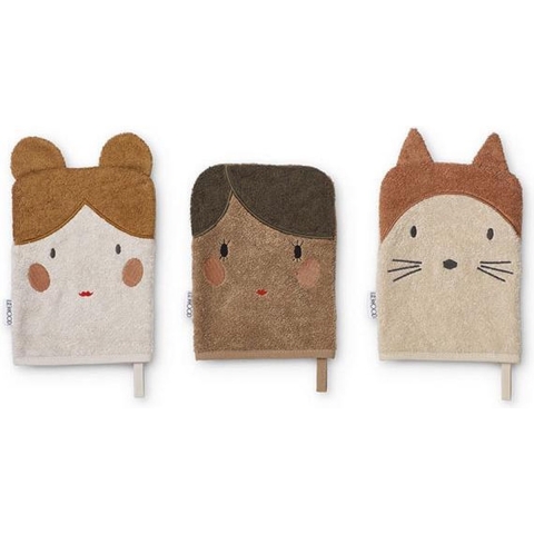 Liewood Washandje - 3-pack - Sylvester - Pop/Sandy Mix - Liewood - OneSize - Washandje