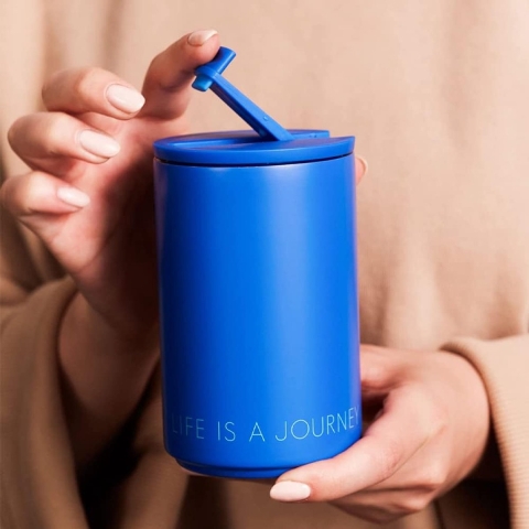 Design Letters Thermo Beker - To Go - 350ml - Blauw - Design Letters - OneSize - Beker