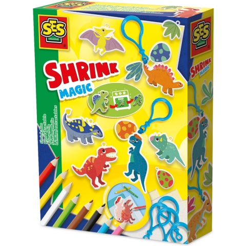 SES Creative Creatieve Speelset - Krimpfolie - Dinosaur Sleutelh - SES Creative - OneSize - Creatieve Speelset