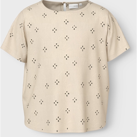 Name It Overhemd s/s - NkfVioleta - Botercrème m. Borduurwerk En - Name It - 9-10 jaar (134-140) - Hemd S/S