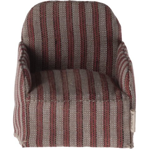Maileg Miniatuur Fauteuil - Muis - Rood/Stripe - Maileg - OneSize - Poppentoebehoren