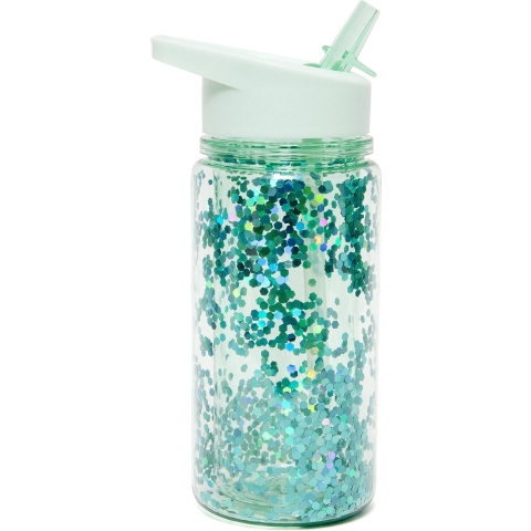 Petit Monkey Drinkfles m. Rietje - 300 ml - Groen m. Glitter - Petit Monkey - OneSize - Drinkfles