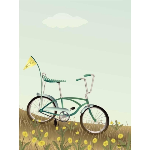Vissevasse Poster - 50x70 - Bike With A Flag - Vissevasse - OneSize - Poster