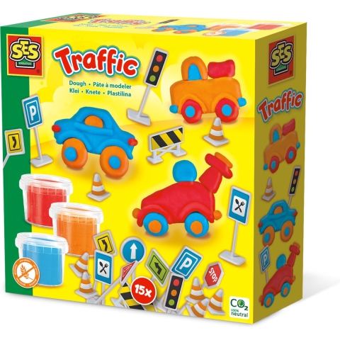 SES Creative Modelleerklei - Auto's m. Verkeersborden - SES Creative - OneSize - Klei