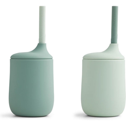 Liewood Beker m. Rietje - 2-pack - Silicone - Ellis - Mint Mix - Liewood - OneSize - Beker