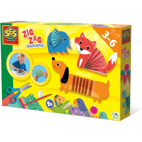 SES Creative Creatieve Speelset - Origami - Zigzag Dieren - SES Creative - OneSize - Creatieve Speelset