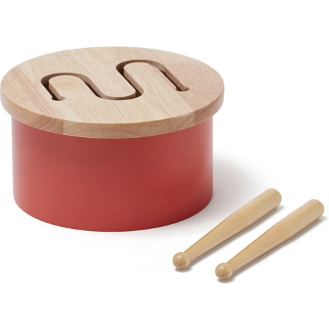Kids Concept Houten Speelgoed - Trommel Mini - 16,5 x 9 cm - Roo - Kids Concept - OneSize - Muziekinstrumenten
