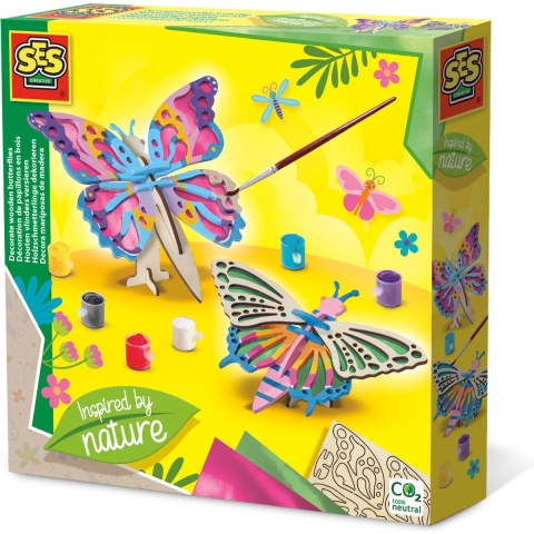 SES Creative Creatieve Speelset - Versier Vlinders I Hout - SES Creative - OneSize - Creatieve Speelset
