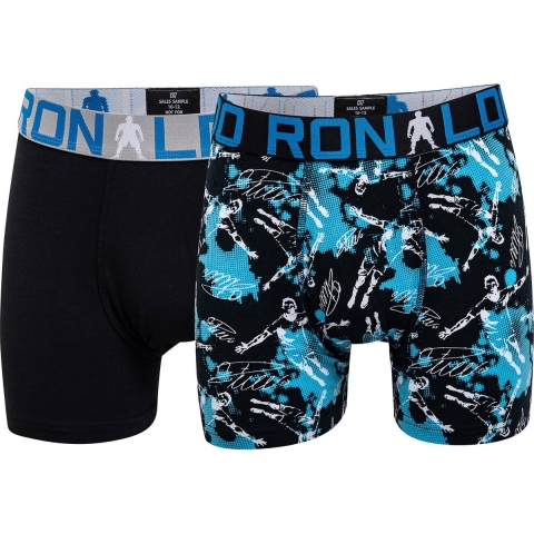 Ronaldo Boxershorts - 2-pack - Zwart m. Print - JBS - 13-15 jaar (158-170) - Boxershorts