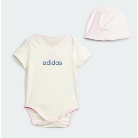 adidas Performance Cadeaubox - Romper s/s/Muts - Wit/Roze - adidas Performance - 74 - Romper S/S