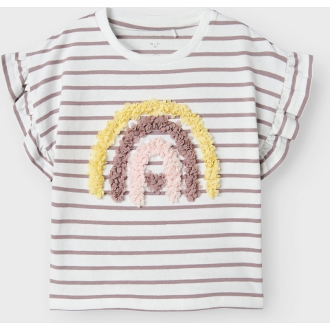 Name It T-Shirt - NmfJadey - Bright White/Purple Dove - Name It - 5 jaar (110) - T-Shirt