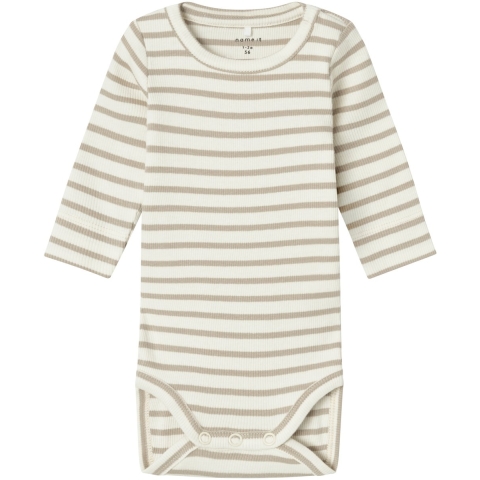 Name It Romper l/æ - Noos - Rib - NbnBani - Puur kasjmier - Name It - 74 - Romper L/S