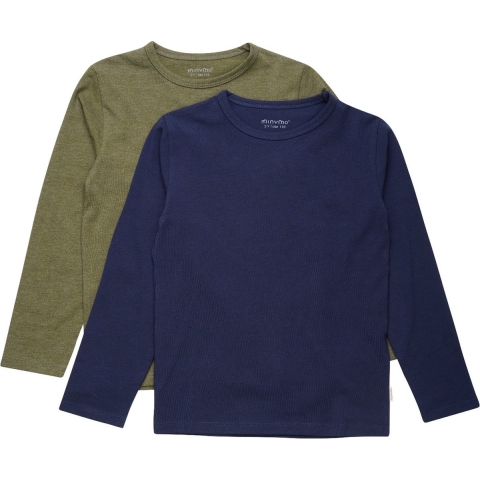 Minymo Blouse - 2-pack - Dark Olive - Minymo - 5 jaar (110) - Blouse