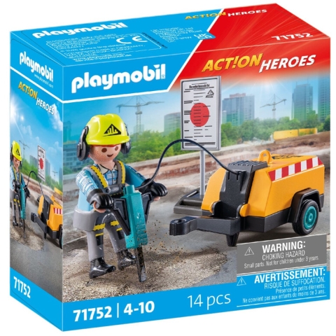 Playmobil Action Helden - Bouwvakker - 71752 - 14 Onderdelen - Playmobil - OneSize - Speelgoed