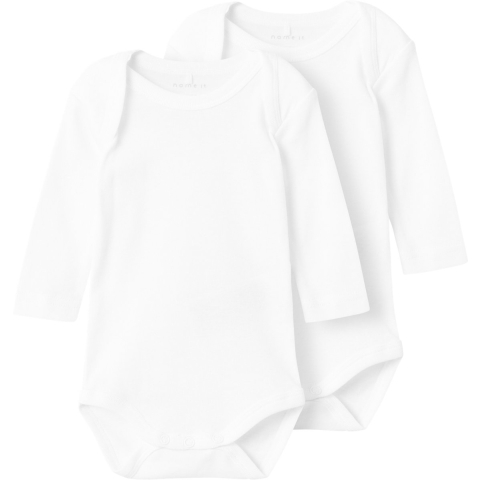 Name It Romper l/s - Noos - NbnBody - 2-pack - Bright White - Name It - 74 - Romper L/S